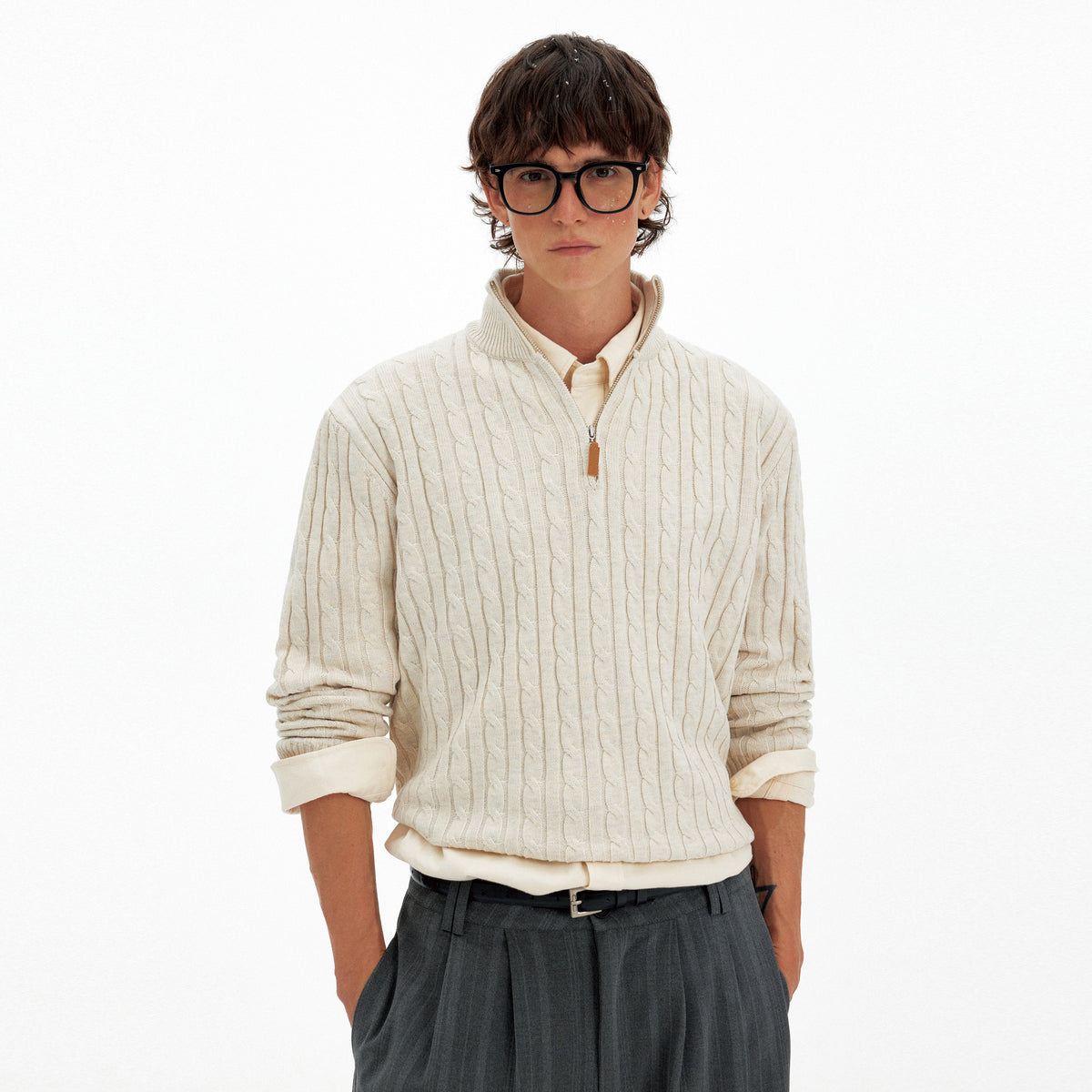 Cable-Knit Half-Zip Jumper