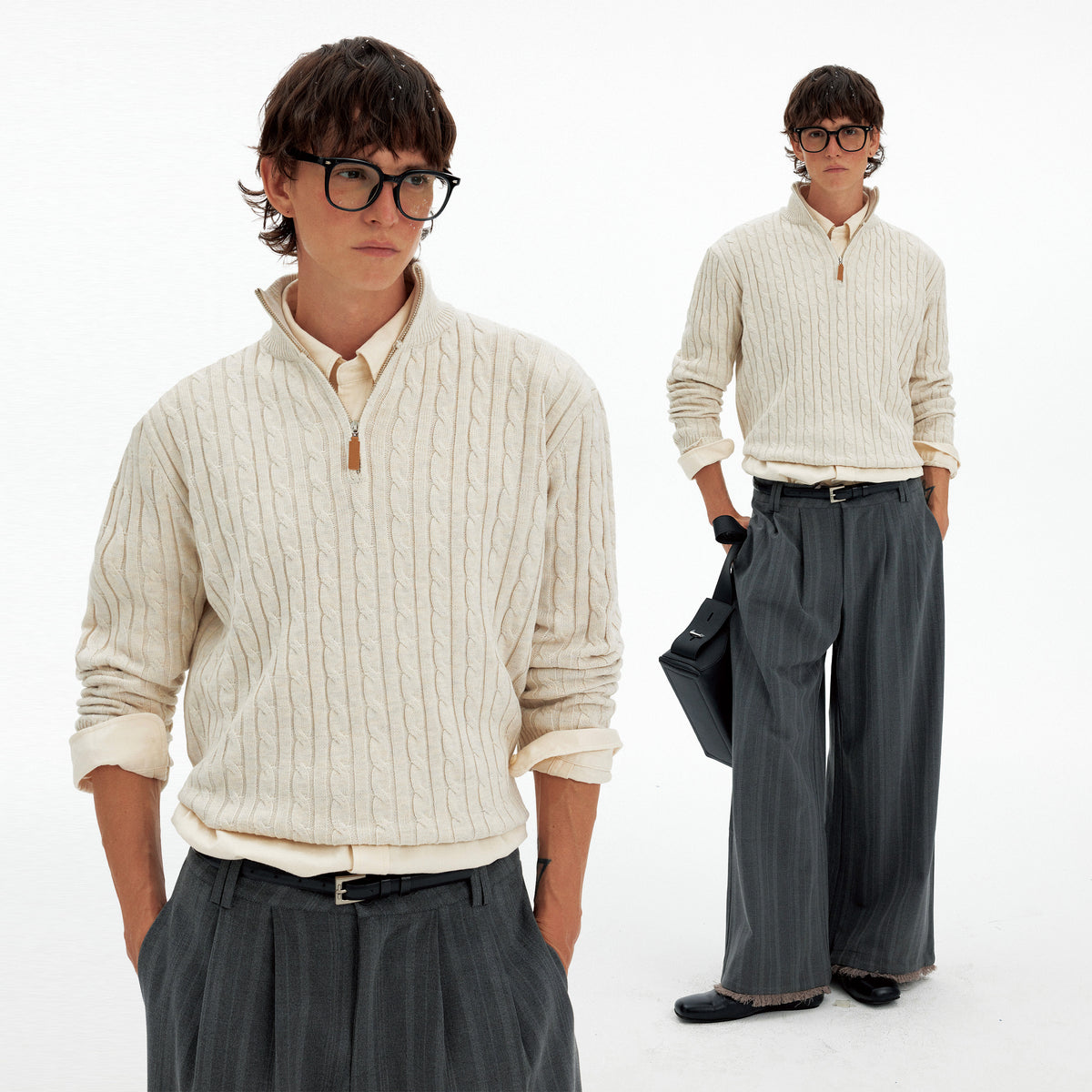 Cable-Knit Half-Zip Jumper